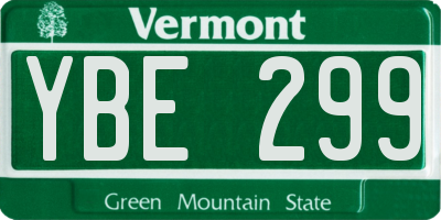 VT license plate YBE299
