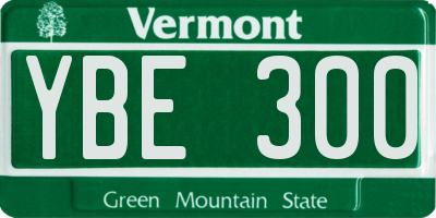 VT license plate YBE300