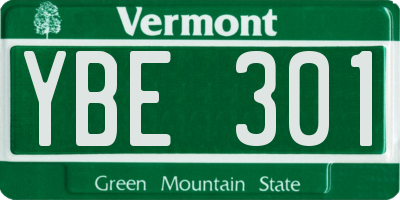 VT license plate YBE301