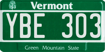 VT license plate YBE303