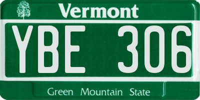 VT license plate YBE306