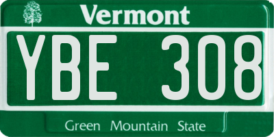 VT license plate YBE308