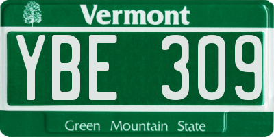 VT license plate YBE309