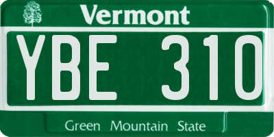 VT license plate YBE310