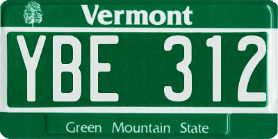 VT license plate YBE312