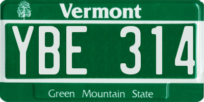 VT license plate YBE314