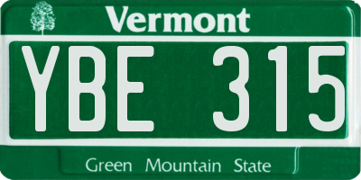 VT license plate YBE315
