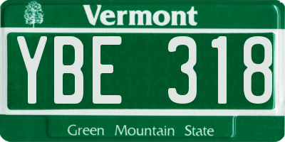 VT license plate YBE318