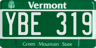 VT license plate YBE319