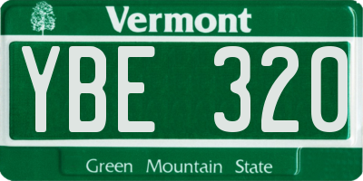 VT license plate YBE320