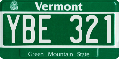 VT license plate YBE321