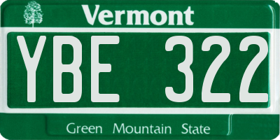 VT license plate YBE322