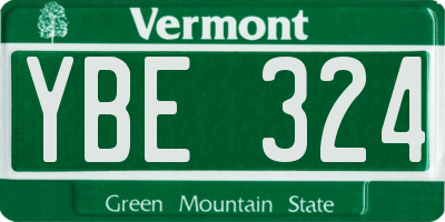 VT license plate YBE324