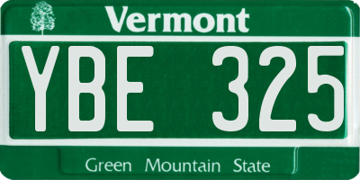 VT license plate YBE325