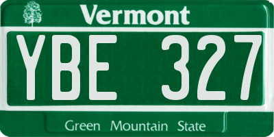 VT license plate YBE327