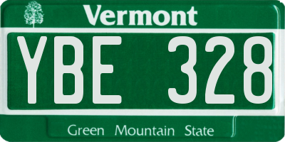 VT license plate YBE328