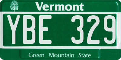 VT license plate YBE329