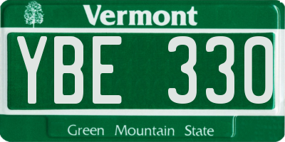 VT license plate YBE330