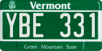 VT license plate YBE331