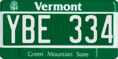 VT license plate YBE334