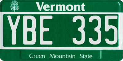 VT license plate YBE335