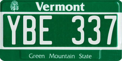 VT license plate YBE337