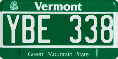 VT license plate YBE338