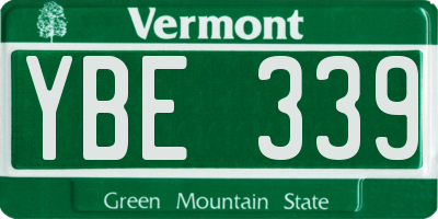 VT license plate YBE339