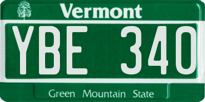 VT license plate YBE340