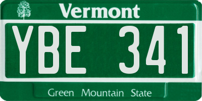 VT license plate YBE341
