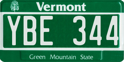 VT license plate YBE344
