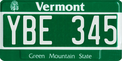 VT license plate YBE345