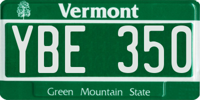 VT license plate YBE350