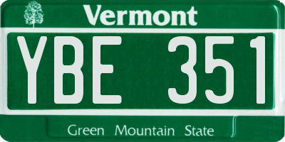VT license plate YBE351