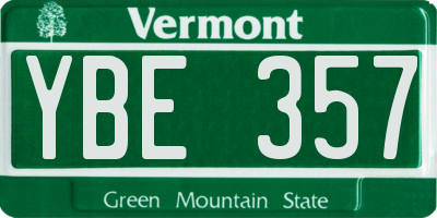 VT license plate YBE357