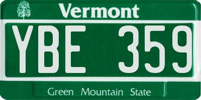 VT license plate YBE359