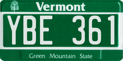 VT license plate YBE361