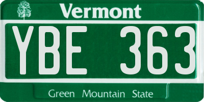 VT license plate YBE363