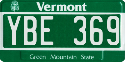 VT license plate YBE369