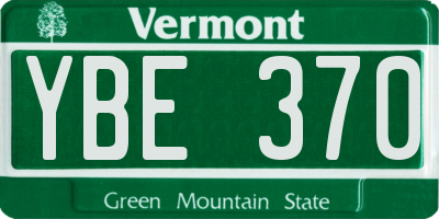 VT license plate YBE370