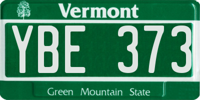 VT license plate YBE373