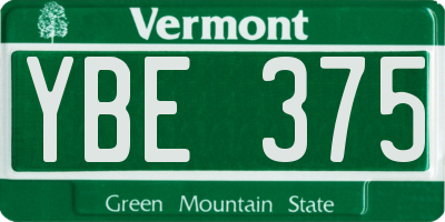VT license plate YBE375