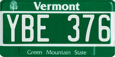 VT license plate YBE376