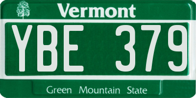 VT license plate YBE379