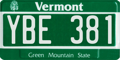 VT license plate YBE381