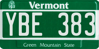VT license plate YBE383