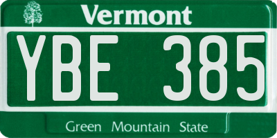 VT license plate YBE385