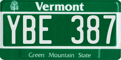 VT license plate YBE387