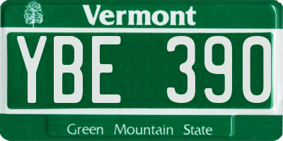 VT license plate YBE390