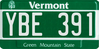 VT license plate YBE391